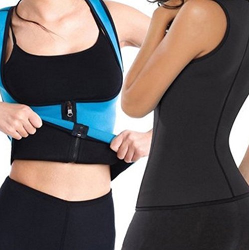 GODGETS Fajas Reductoras Adelgazantes Camiseta Reductora Sauna Chaleco Neopreno de Sudoración para Deporte Azul S