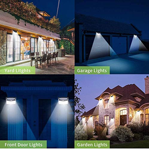 GoGoIT Outdoor 208 LED solar lights,PIR motion sensor with 3 lighting modes, 270° wide angle dimmable intensity,IP65 waterproof.Bright Wireless Security Lights for Fence, Deck,Garden, Garage,Pack of 4
