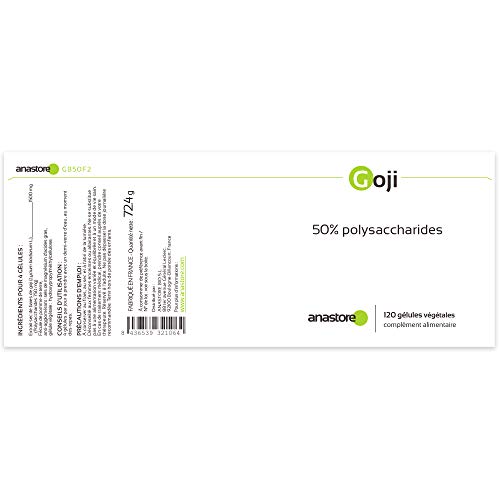 GOJI (Lycium barbarum) * Extracto concentrado * 100 % natural * Titulado al 50 % en polisacáridos * 375 mg / 120 cápsulas vegetales * Juventud y energía vital * Calidad controlada por certificado de análisis * Garantía de satisfacción o reembolso