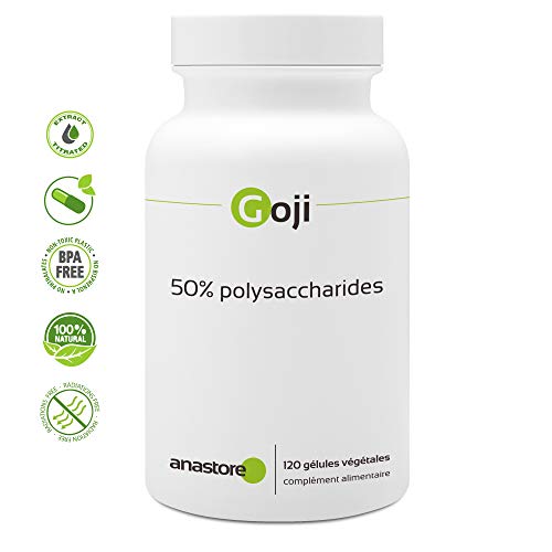 GOJI (Lycium barbarum) * Extracto concentrado * 100 % natural * Titulado al 50 % en polisacáridos * 375 mg / 120 cápsulas vegetales * Juventud y energía vital * Calidad controlada por certificado de análisis * Garantía de satisfacción o reembolso