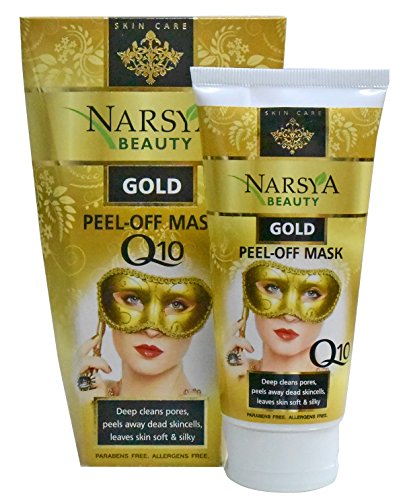 Gold Anti-Wrinkle Peel-off Facial Mask with Q10, D-pantenol and Natural Cotton Extract - Deep cleans pores, peels away dead skincells, leaves skin soft & silky. 100ml by Arsy Cosmetics - Narsya beauty