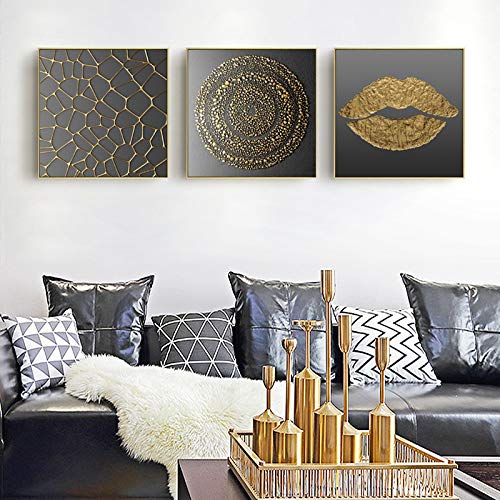 Golden Angel Mouth Tree Geometric Square Texture Canvas Painting Poster Sala de estar Decoración de la pared 40x40cm