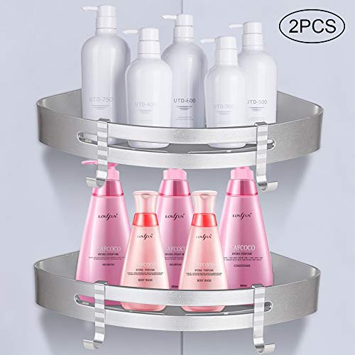 GOLDGE 2pz Estantes Ducha para Baño Ducha Estanteria Baño Estantería de Esquina, Estantería de Esquina para Baño Ducha, Autoadhesivo, Aluminio Estante de baño