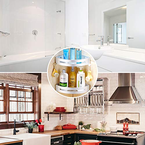 GOLDGE 2pz Estantes Ducha para Baño Ducha Estanteria Baño Estantería de Esquina, Estantería de Esquina para Baño Ducha, Autoadhesivo, Aluminio Estante de baño