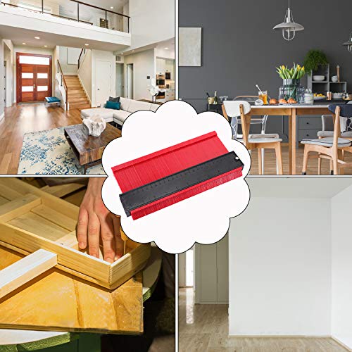 GoMaihe Medidor de Contornos 25 cm, Instrumento de Medición de Perfil, Plotter de Forma Instrumento de Medición Profesional Herramienta de Medición de Perfil para Madera Laminada de Azulejos, Rojo