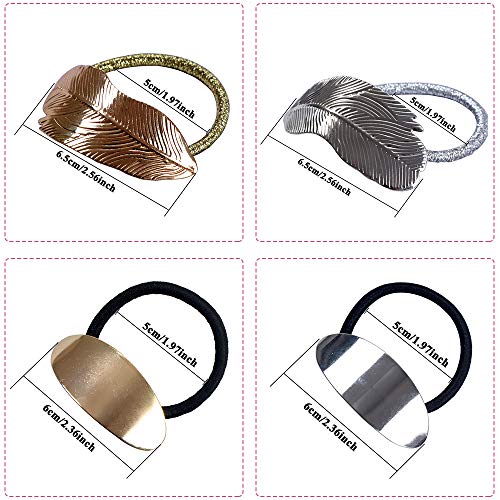 Gomas de Pelo para Cola de Caballo para Niñas y Mujeres 8 Piezas, Coleteros Elásticas de Metal Cordón Envolvente para Damas Accesorios de Regalo