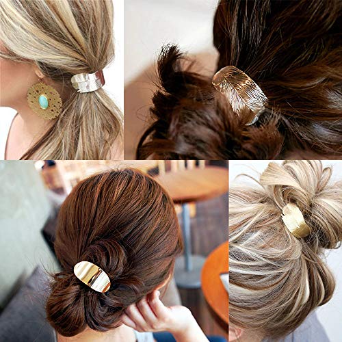 Gomas de Pelo para Cola de Caballo para Niñas y Mujeres 8 Piezas, Coleteros Elásticas de Metal Cordón Envolvente para Damas Accesorios de Regalo