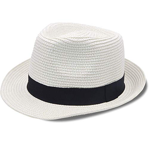 Good-girl Sombreros de ala plana para mujer, sombrero de paja Panamá, plegable, para damas y hombres, tocado de paja