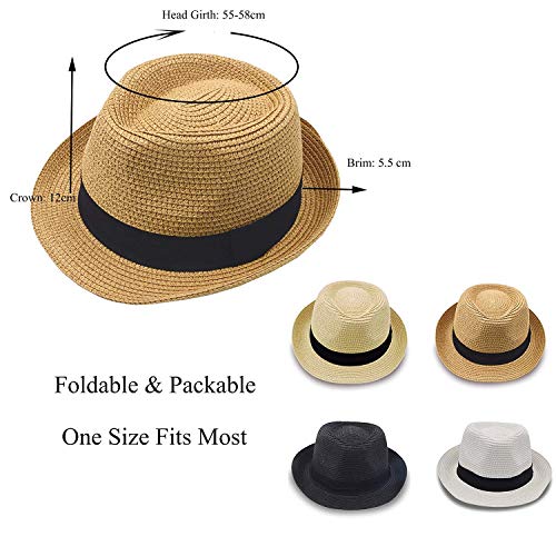 Good-girl Sombreros de sol para hombres, sombrero de paja Panamá plegable para mujeres y hombres, tocado de paja corta
