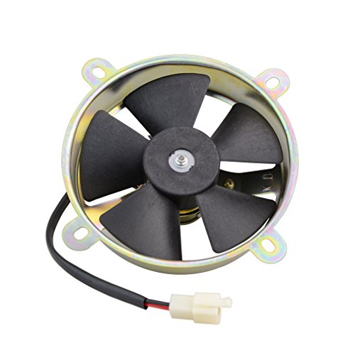 GOOFIT Ventilador Radiador 12V Moto DC Refrigerante Redondo para 150cc 200cc 250cc Vertical Coche ATV Quad Motor Go Kart Ciclomotor y Scooter Negro