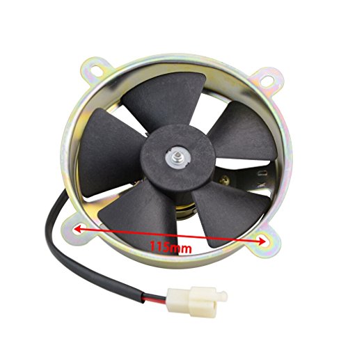 GOOFIT Ventilador Radiador 12V Moto DC Refrigerante Redondo para 150cc 200cc 250cc Vertical Coche ATV Quad Motor Go Kart Ciclomotor y Scooter Negro