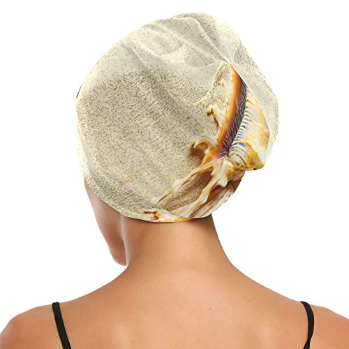 Gorra Ligera para Dormir Conchas de Arena para la Playa Cabello de Estrella de mar Gorros para la Noche Gorro Duradero Suave Exterior Duerme para Rizado Cabello Largo Natural Disponible día y Noche