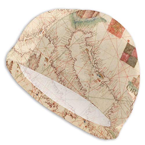 Gorro de baño Mapa náutico mediterráneo Vintage Los Gorros de baño para Hombres y Mujeres también Son adecuados para niños y niñas.