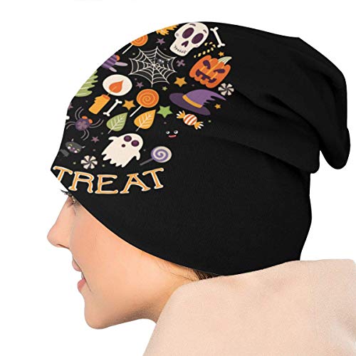 Gorro de Punto Truco o Trato Retro Collage de Halloween Knit Beanie Hat Cap Gorras de Invierno Sombreros Skull Cap