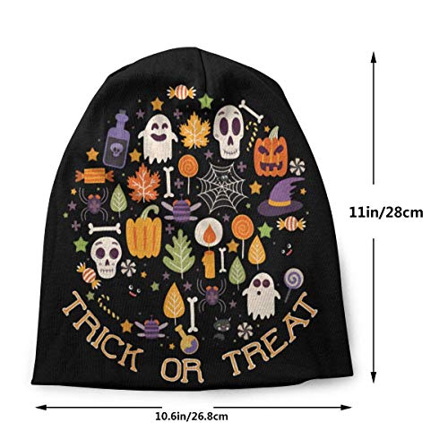 Gorro de Punto Truco o Trato Retro Collage de Halloween Knit Beanie Hat Cap Gorras de Invierno Sombreros Skull Cap