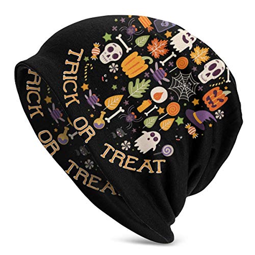 Gorro de Punto Truco o Trato Retro Collage de Halloween Knit Beanie Hat Cap Gorras de Invierno Sombreros Skull Cap