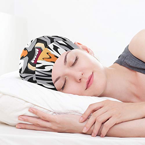 Gorro para Dormir Vestido Angry Irritated Tiger King Animal Gorro de Ducha para Dormir Gorro Exterior Suave y Duradero para Mujer Gorro de Noche para Cabello Largo Natural Rizado Disponible día y noc