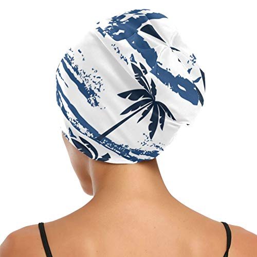 Gorro para el Cabello Noche Playa Mar Verano Palmera Gorro para Dormir para niñas Gorro de Dormir Suave y Duradero Gorro de Noche para Rizado Cabello Largo Natural Disponible día y Noche