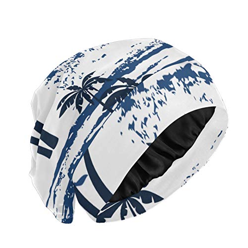 Gorro para el Cabello Noche Playa Mar Verano Palmera Gorro para Dormir para niñas Gorro de Dormir Suave y Duradero Gorro de Noche para Rizado Cabello Largo Natural Disponible día y Noche