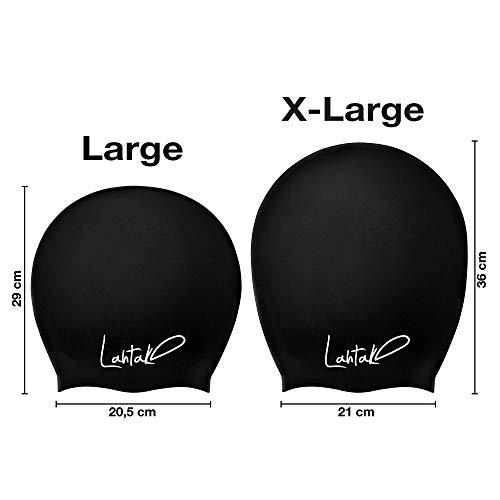 Gorro Piscina - Gorro Natación Mujer y Hombre - Gorro Natación Pelo Largo y Dreadlocks - Gorro de Baño Silicona Extra Grande XL y L - Gorros de Piscina Impermeables Rastas (Negro XL)