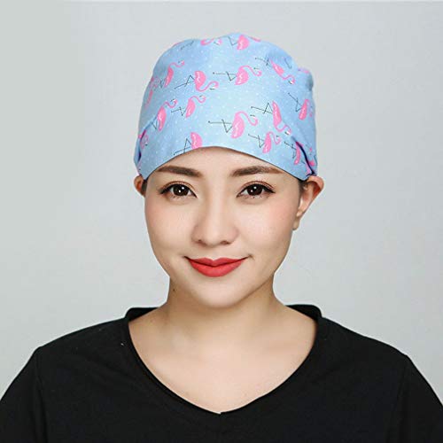 Gorro Quirúrgico con Estampado Animal para Hombres y Mujeres,Gorro de Enfermería Dentista Belleza Ajustable Reutilizable Algodón Gorro para Pelo Largo Corto Gorro de Trabajo