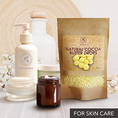 Gotas de Manteca de Cacao 250g - Theobroma - Manteca de Cacao/Grado Alimenticio - Manteca de Cacao Cruda - Cacao Nibs - Raw Sin Refinar Manteca de Cacao - Pastillas Hornear - Antioxidantes