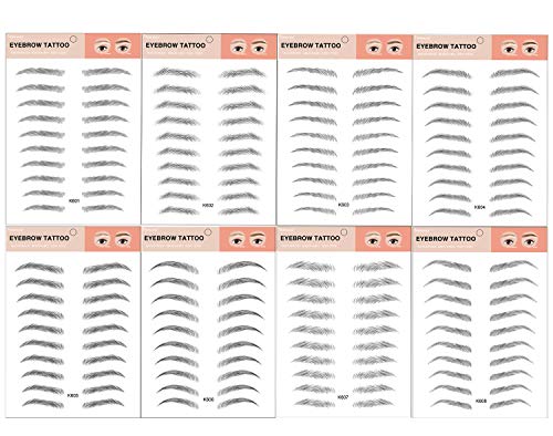 GOTONE 8 hoja 3D Hair-like Authentic Eyebrows, 3D adhesivo cejas falsas tatuaje Pegatinas para Mujer y Hombre Herramienta de Maquillaje