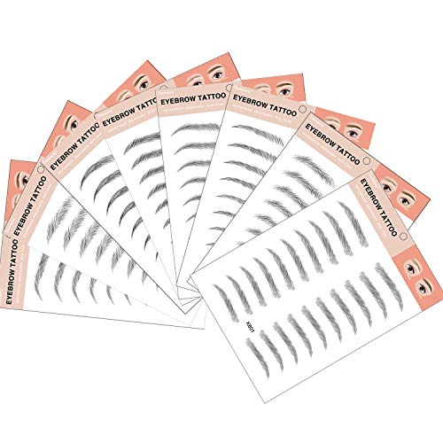 GOTONE 8 hoja 3D Hair-like Authentic Eyebrows, 3D adhesivo cejas falsas tatuaje Pegatinas para Mujer y Hombre Herramienta de Maquillaje
