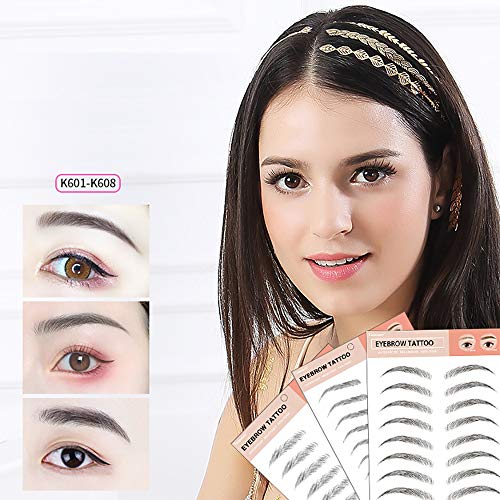 GOTONE 8 hoja 3D Hair-like Authentic Eyebrows, 3D adhesivo cejas falsas tatuaje Pegatinas para Mujer y Hombre Herramienta de Maquillaje