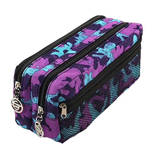 GOYAN Estuche de lápices de Camuflaje Creativo, Estuche de lápices de Gran Capacidad, Bolsa de Almacenamiento Multifuncional, Escuela Primaria, niños, niñasPurple Flower Camouflage
