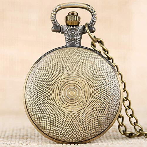 GPWDSN exquisito reloj de bolsillo redondo para niños con tema del rey león, reloj de bolsillo de cuarzo para niños, elegante tono bronce, reloj de bolsillo para adolescentes, reloj de bolsillo grabado personalizado