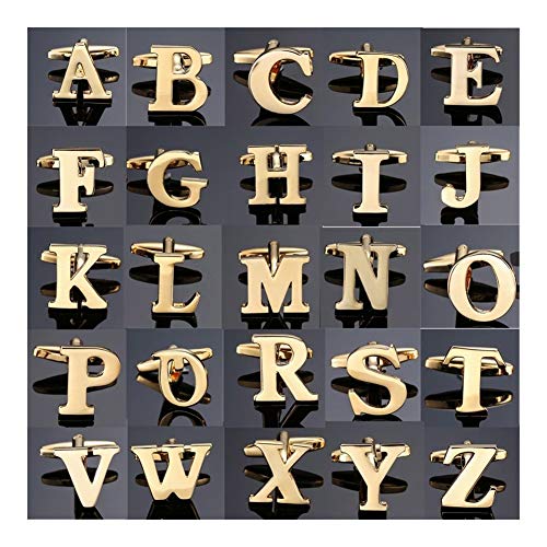 GQDZ Camisa Gemelos New Gold Letras A-Z Nombre Mancuernas de los Hombres franceses Gemelos (Metal Color : U)
