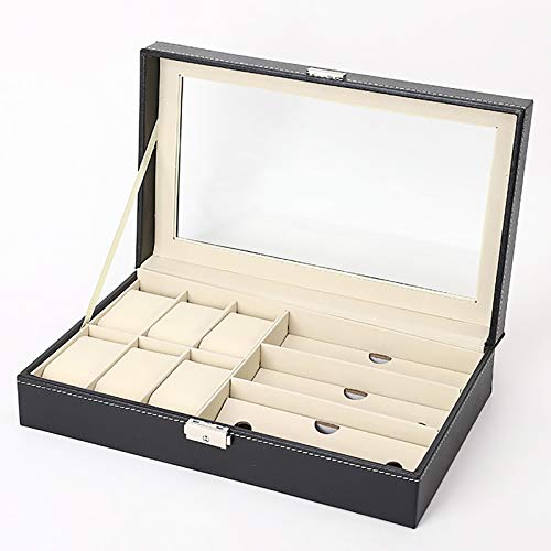 Gran exhibición de la joyería de imitación de cuero caja de la caja del maquillaje de la joyería de regalo de almacenamiento de la vendimia de la caja for las niñas mujeres, rosa ( Color : Black 4 )