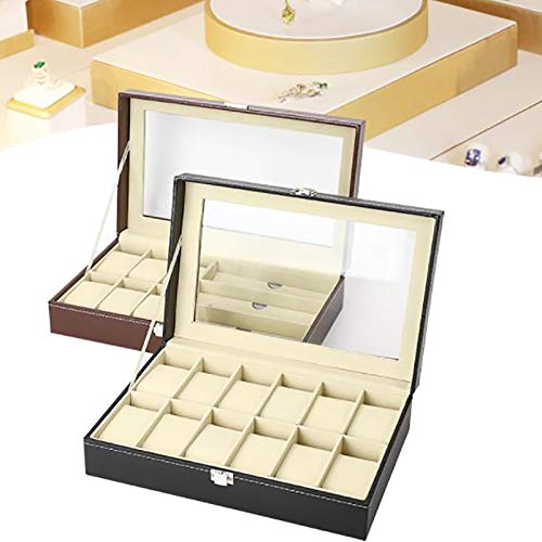 Gran exhibición de la joyería de imitación de cuero caja de la caja del maquillaje de la joyería de regalo de almacenamiento de la vendimia de la caja for las niñas mujeres, rosa ( Color : Black 4 )