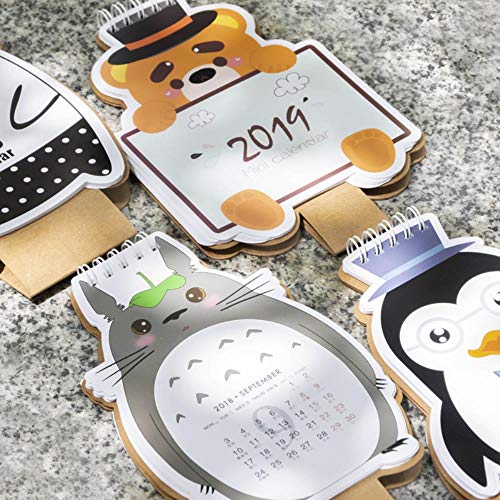 Grea 2019 Cute Piggy Desk Calendar Cartoon Animal DIY Tabla Calendarios Horario Diario Planificador, 2
