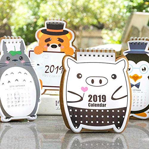 Grea 2019 Cute Piggy Desk Calendar Cartoon Animal DIY Tabla Calendarios Horario Diario Planificador, 2