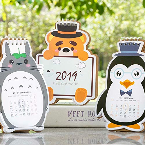 Grea 2019 Cute Piggy Desk Calendar Cartoon Animal DIY Tabla Calendarios Horario Diario Planificador, 2