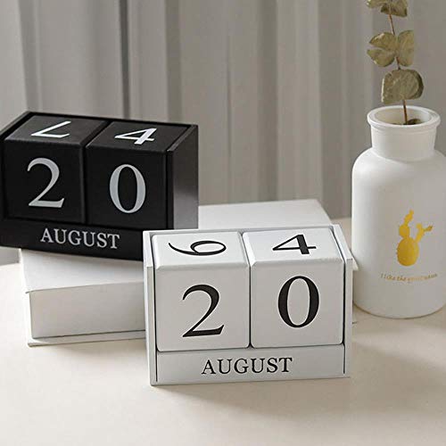 Grea 2019 Pequeña Mesa Blanca Negra Calendario de Escritorio Bloques de Cubos Personalizados Cumpleaños DIY Calendarios de Mesa Material de Oficina, Negro