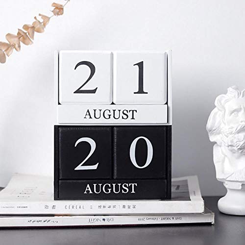 Grea 2019 Pequeña Mesa Blanca Negra Calendario de Escritorio Bloques de Cubos Personalizados Cumpleaños DIY Calendarios de Mesa Material de Oficina, Negro