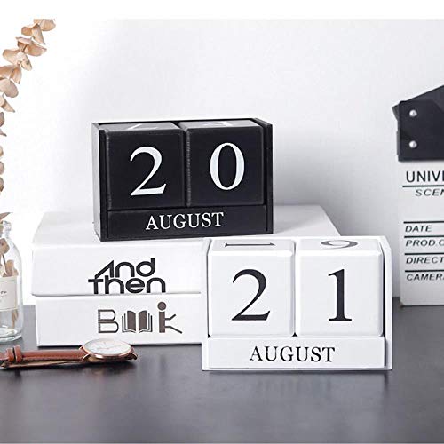 Grea 2019 Pequeña Mesa Blanca Negra Calendario de Escritorio Bloques de Cubos Personalizados Cumpleaños DIY Calendarios de Mesa Material de Oficina, Negro