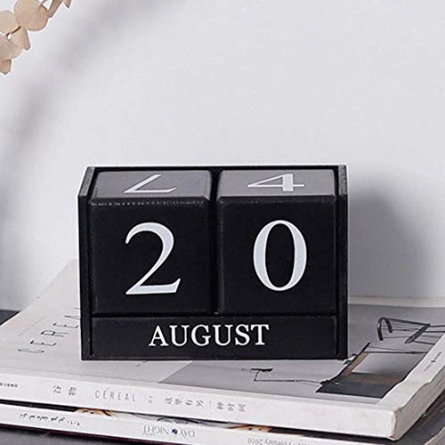 Grea 2019 Pequeña Mesa Blanca Negra Calendario de Escritorio Bloques de Cubos Personalizados Cumpleaños DIY Calendarios de Mesa Material de Oficina, Negro