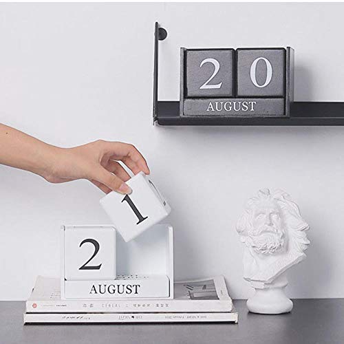 Grea 2019 Pequeña Mesa Blanca Negra Calendario de Escritorio Bloques de Cubos Personalizados Cumpleaños DIY Calendarios de Mesa Material de Oficina, Negro