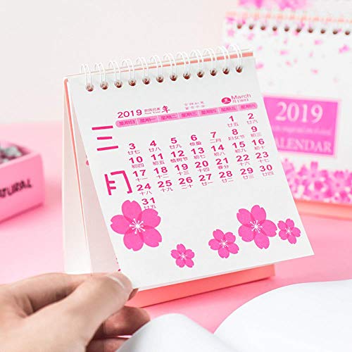 Grea 2pcs 2019 Cherry Blossoms Calendario de Escritorio Mini Bricolaje Calendarios de Mesa Agenda Diaria Planificador, 1
