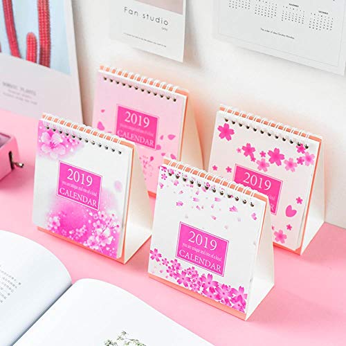 Grea 2pcs 2019 Cherry Blossoms Calendario de Escritorio Mini Bricolaje Calendarios de Mesa Agenda Diaria Planificador, 1