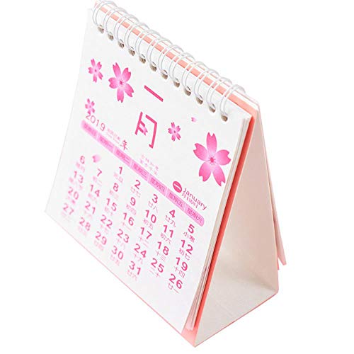Grea 2pcs 2019 Cherry Blossoms Calendario de Escritorio Mini Bricolaje Calendarios de Mesa Agenda Diaria Planificador, 1