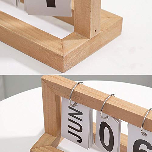 Grea de Madera Perpetual Escritorio Calendario Planificador de Bloque Organizador de Escritorio Permanente Agenda de Bricolaje, Verde Oscuro