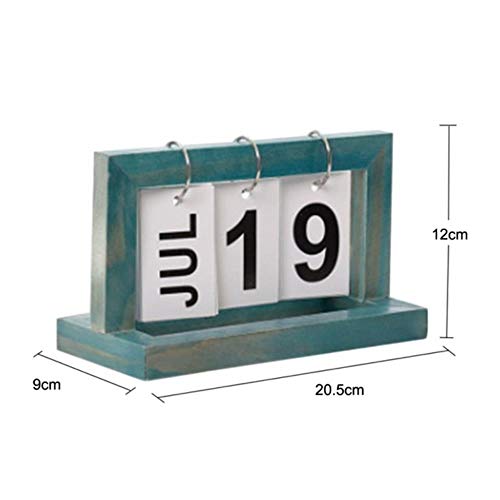 Grea de Madera Perpetual Escritorio Calendario Planificador de Bloque Organizador de Escritorio Permanente Agenda de Bricolaje, Verde Oscuro