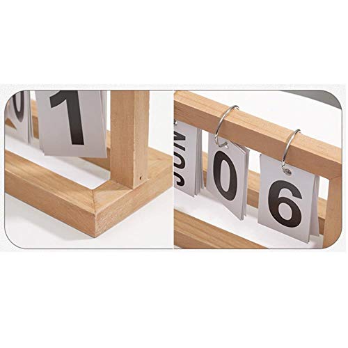 Grea de Madera Perpetual Escritorio Calendario Planificador de Bloque Organizador de Escritorio Permanente Agenda de Bricolaje, Verde Oscuro