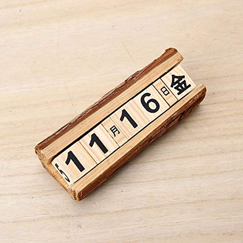 Grea Fashion Regalo Creativo Bloque de Madera DIY Calendario perpetuo Escritorio Escritorio Calendario de Madera Decoración de la Oficina en casa, S