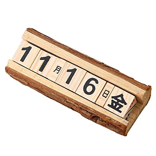 Grea Fashion Regalo Creativo Bloque de Madera DIY Calendario perpetuo Escritorio Escritorio Calendario de Madera Decoración de la Oficina en casa, S